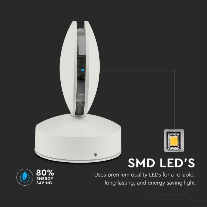 LED WALL LIGHT ALUMINIUM ROUND 7W WW 770lm 360° 11X12X17 IP65 WHITE