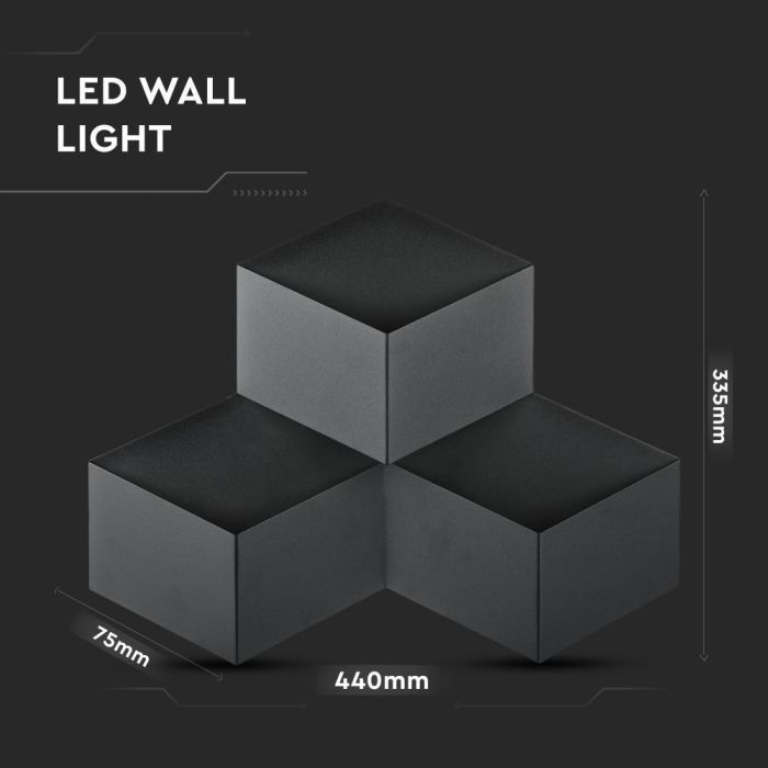 LED WALL LIGHT ALUMINIUM 9W WW 990lm 360° 44X33.5X7.5 BLACK