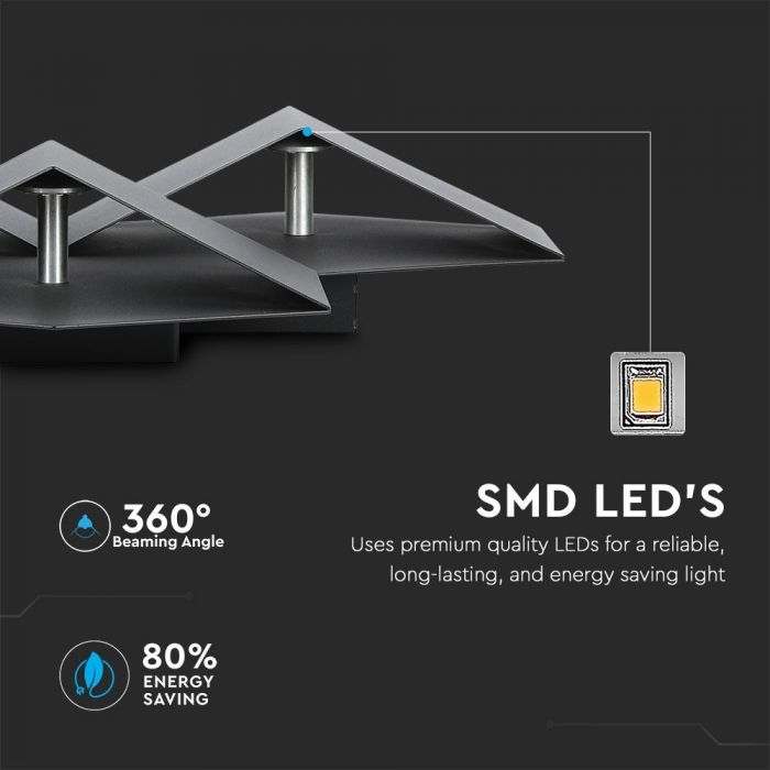LED WALL LIGHT ALUMINIUM 9W DL 990lm 360° 44X33.5X7.5 BLACK