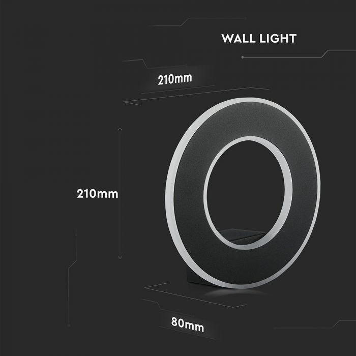 LED WALL LIGHT ALUMINIUM 9W DL 990lm 360° 21X8 BLACK