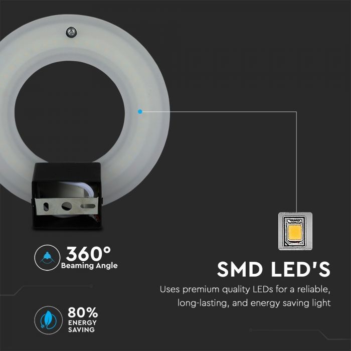 LED WALL LIGHT ALUMINIUM 9W DL 990lm 360° 21X8 BLACK