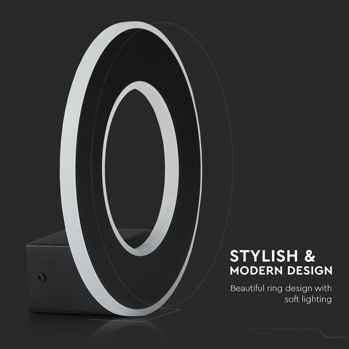 LED WALL LIGHT ALUMINIUM 9W DL 990lm 360° 21X8 BLACK
