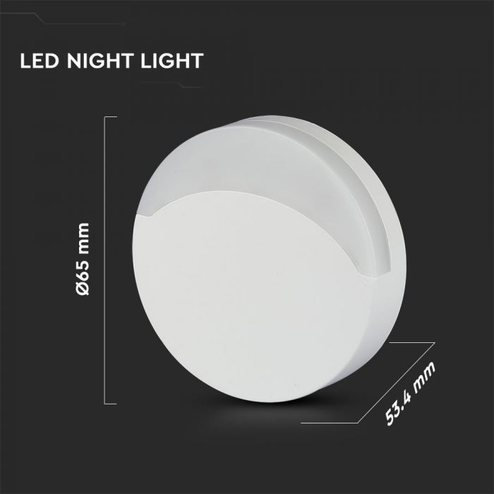 LED NIGHT LIGHT 0.5W WW 10lm 65X53.4 ROUND WHITE SAMSUNG CHIP