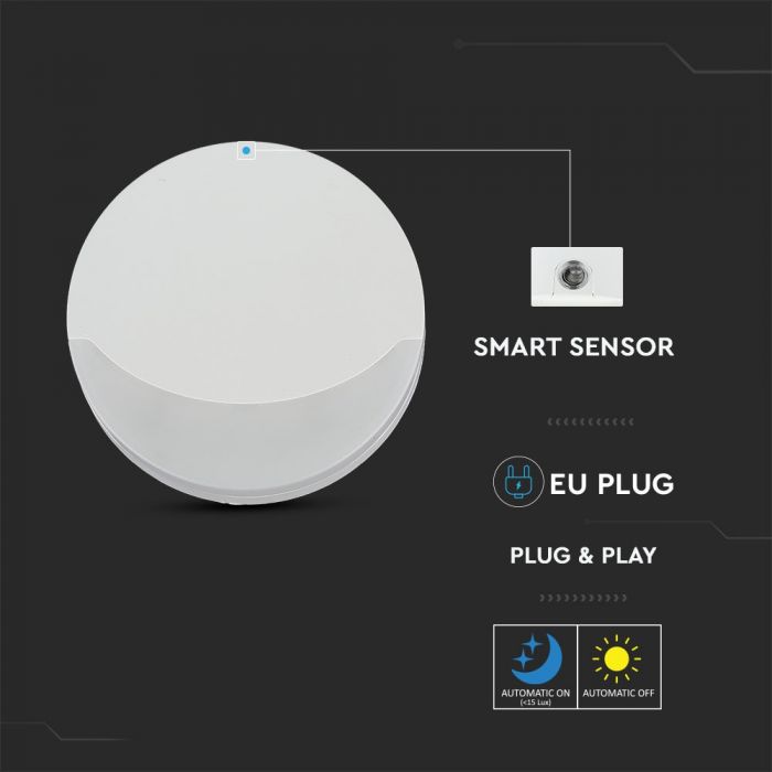 LED NIGHT LIGHT 0.5W WW 10lm 65X53.4 ROUND WHITE SAMSUNG CHIP