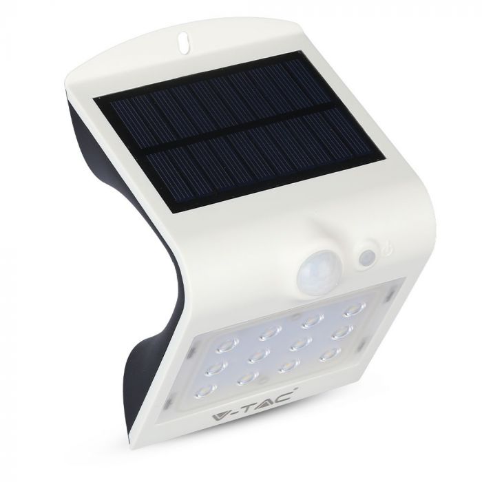LED SOLAR WALL Sensor LIGHT 1.5W DL+DL 220lm 90° 145X96X79 IP65 White+Black