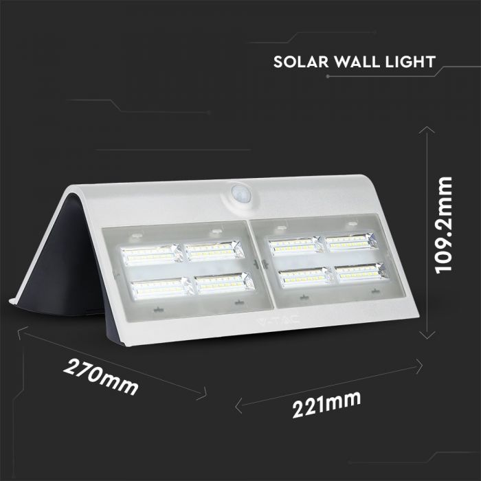 6.8W LED Solar Wall Light Natural White White & Black Body