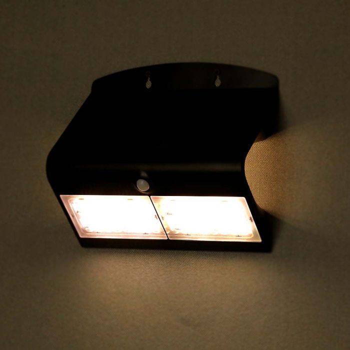 LED SOLAR WALL Sensor LIGHT 6.8W DL+DL 800lm 120° 270X221X109 IP65 Black+Black