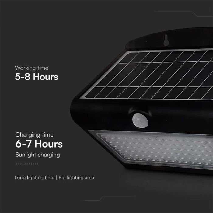 LED SOLAR WALL Sensor LIGHT 6.8W DL+DL 800lm 120° 270X221X109 IP65 Black+Black