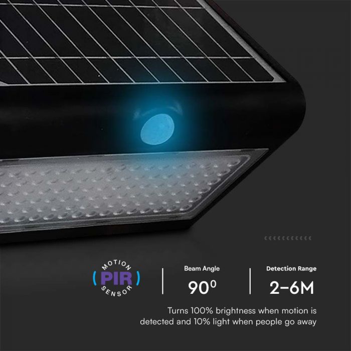 LED SOLAR WALL Sensor LIGHT 6.8W DL+DL 800lm 120° 270X221X109 IP65 Black+Black