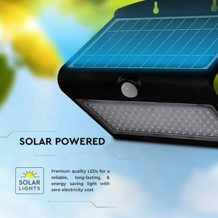 LED SOLAR WALL Sensor LIGHT 6.8W DL+DL 800lm 120° 270X221X109 IP65 Black+Black