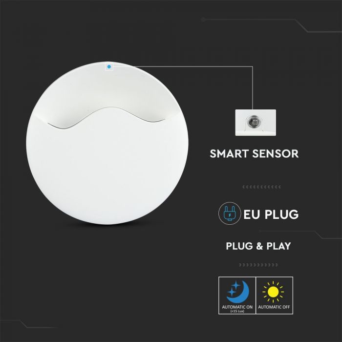 LED NIGHT LIGHT 0.5W DL 10lm 60X54.5 ROUND WHITE SAMSUNG CHIP