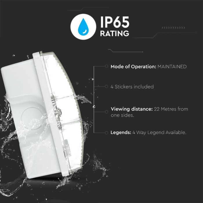 LED WALL/BULK HEAD EMERGENCY EXIT LIGHT 16 SMD 3W 140lm CW IP65