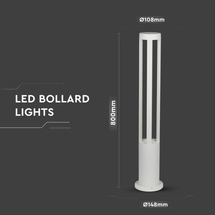 10W LED Garden Floor Light White Body 80cm 6400K