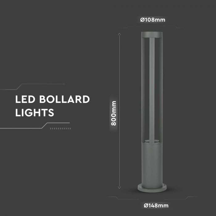 10W LED Garden Floor Light Grey Body 80cm 6400K
