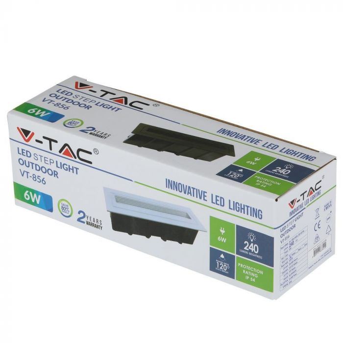 LED STEPLIGHT RECTANGLE 6W WW 120° 240lm WHITE 210X65X60 (195X46)