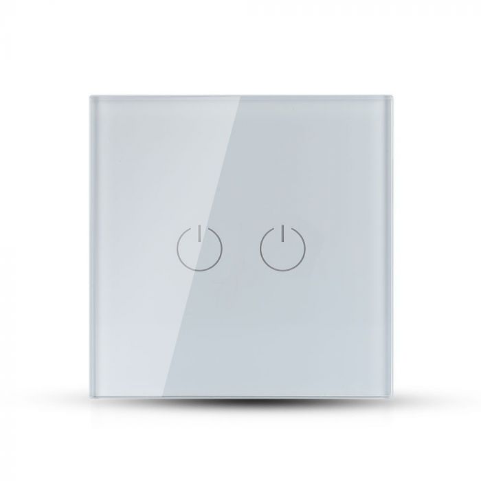 TOUCH SWITCH 2 GANG 1 WAY PC/GLASS 5-500W 10A IP20 WHITE