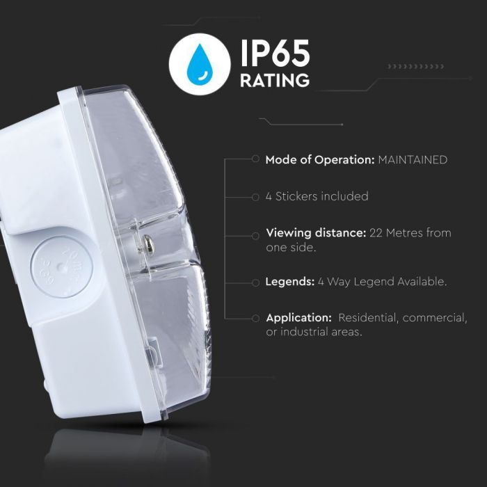 LED WALL/BULK HEAD EMERGENCY EXIT LIGHT 16 SMD 3W 140lm CW IP65 SAMSUNG CHIP