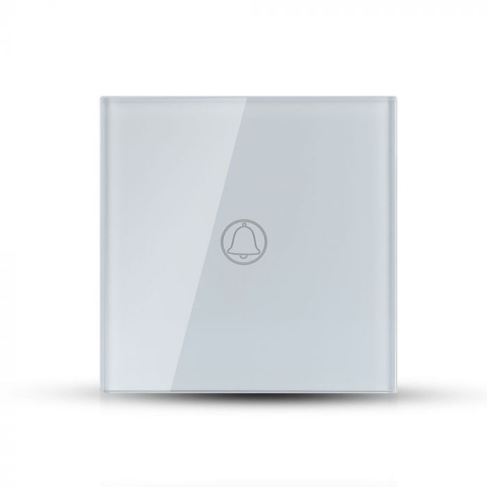 TOUCH DOORBELL SWITCH 1 GANG 1 WAY PC/GLASS 5-500W 10A IP20 WHITE