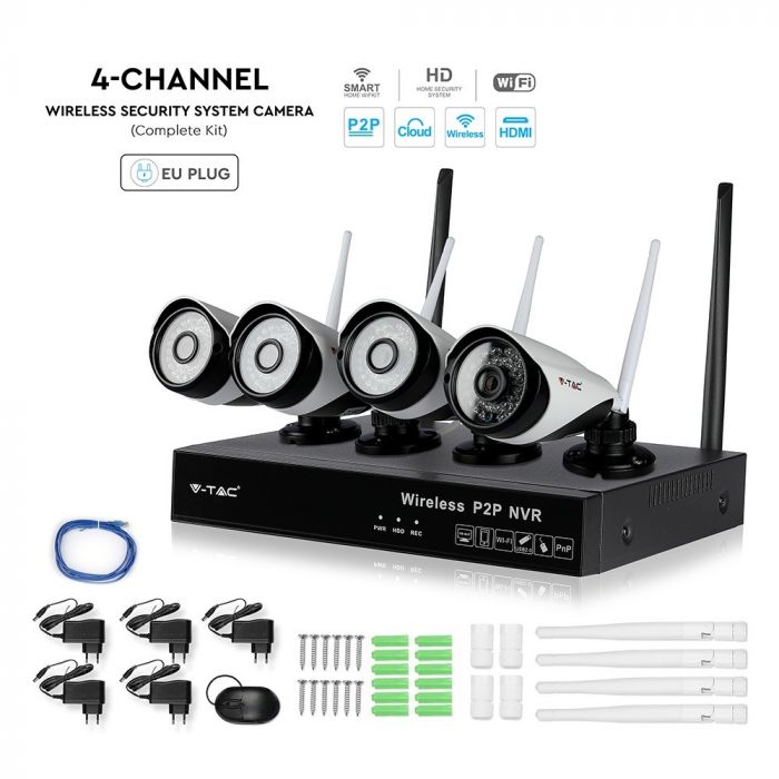 WIRELESS SECURITY SYSTEM NVR CAMERA 1080P 4CH FULL SET (4 CAMERAS)