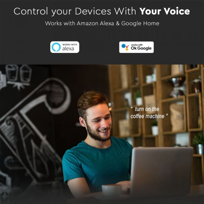 WIFI SOCKET COMAPATIBLE WITH Amazon Aleza & Google Home 1 GANG 2200W 10A IP54