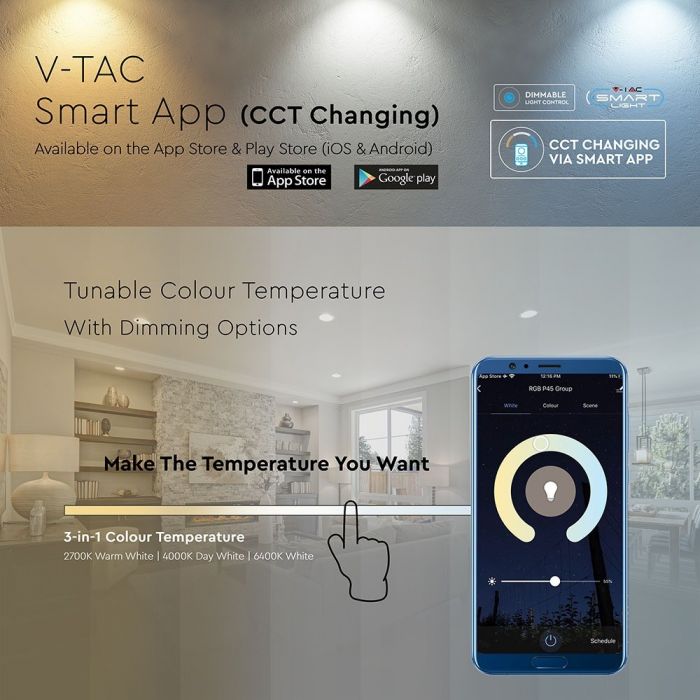 LED GU10 WI-FI SMART LAMP 4.5W 360lm 100° 60X112 CCT + DIMMABLE VIA APP
