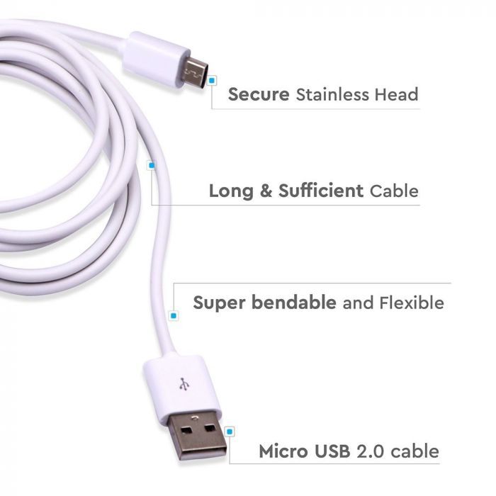USB MICRO CABLE 3M 2.4A WHITE