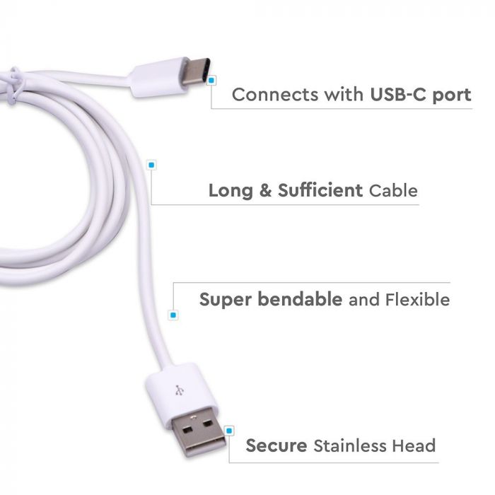 USB TYPE C CABLE 1.5M 2.4A WHITE