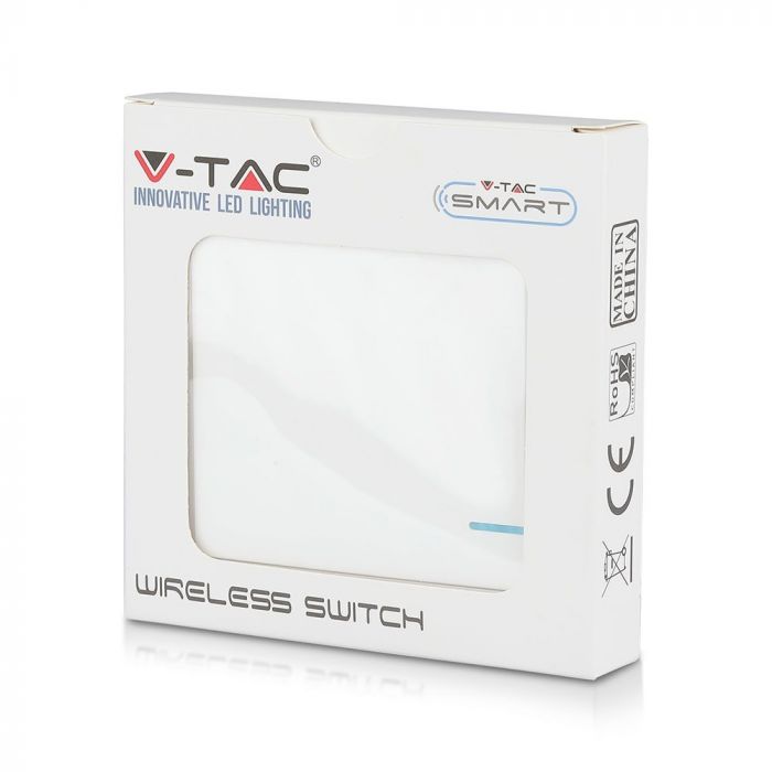 WIRELESS SENSOR SWITCH compatible with V-TAC smart light 1GANG 2-3V (CR2032 BATTERY) 86X86X11 IP54
