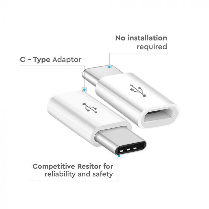 MICRO USB TO TYPE-C ADAPTOR WHITE