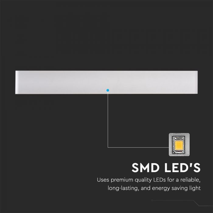LED WALL LIGHT ALUMINIUM 20W WW 2000lm 150° 610X90X35 WHITE IP44