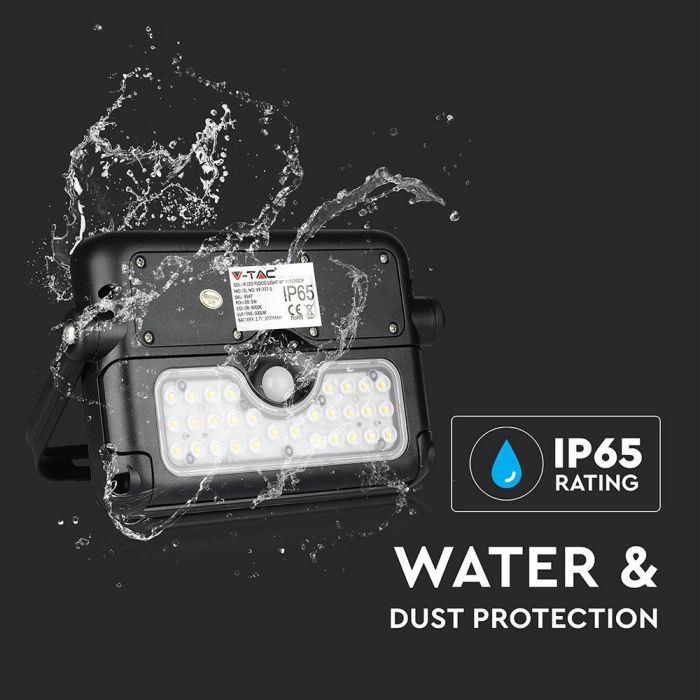 LED SOLAR FLOOD LIGHT WITH SENSOR 5W DL 500lm 180° 217X149X34 IP65 BLACK