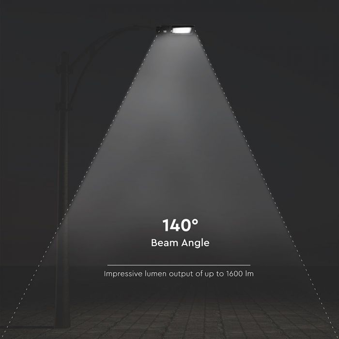 LED SOLAR STREET LIGHT WITH SENSOR 15W CW 1600lm 140° 413X232X58 IP65 BLACK
