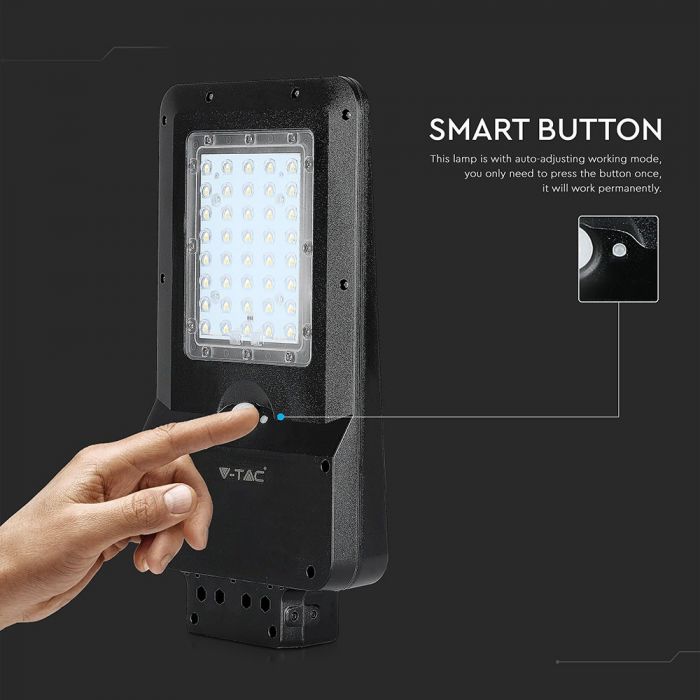 LED SOLAR STREET LIGHT WITH SENSOR 15W CW 1600lm 140° 413X232X58 IP65 BLACK