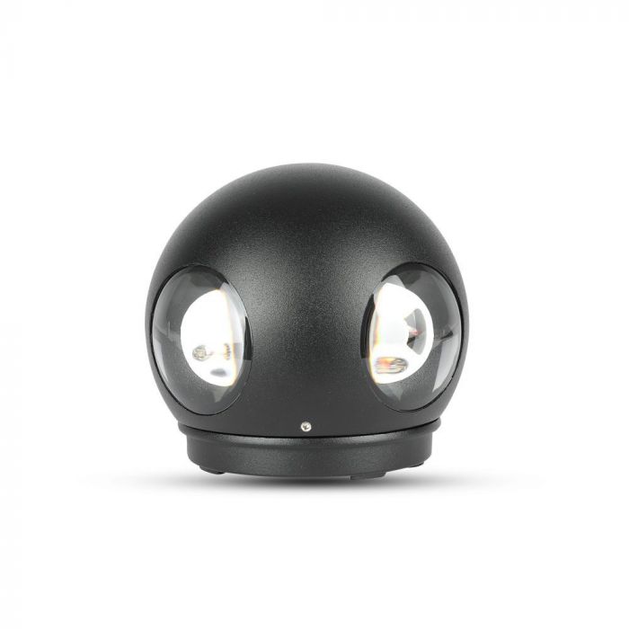 LED WALL LIGHT ROUND ALUMINIUM 4W DL 440lm 4*90° 112X112X100 BLACK IP65