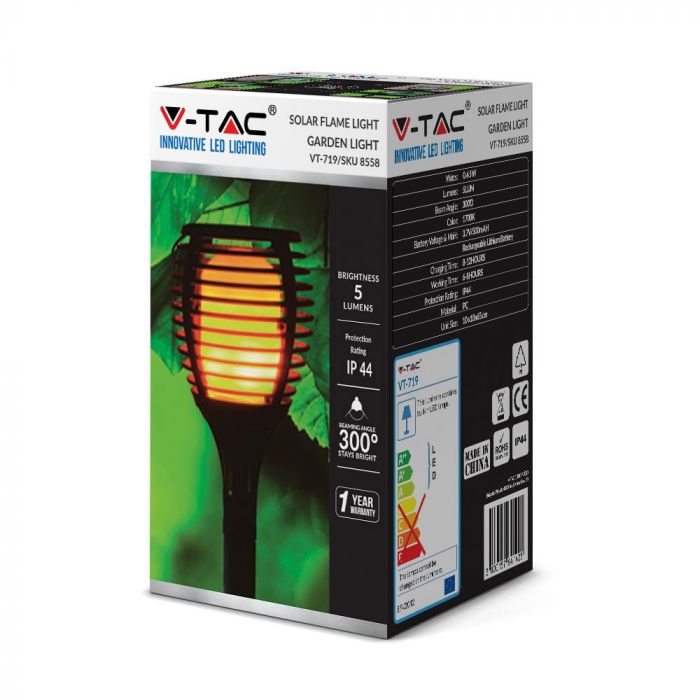 LED SOLAR FLAME WALL LIGHT 0.45W CCT CHANGEABLE 5lm 300° 10X10X65 IP44 PC