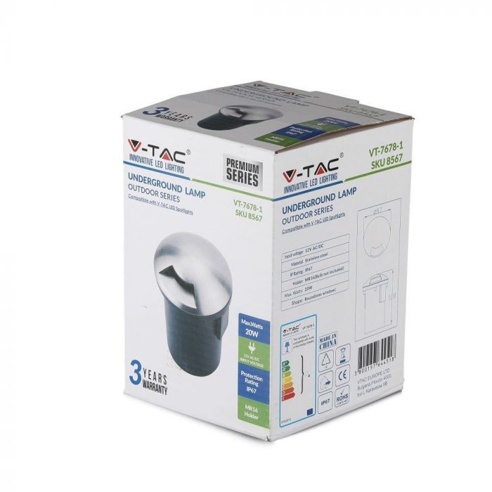 LED UNDERGROUND FITTING STAINLESS STEEL ROUND W/1 MR16 87X128 IP67 SILVER