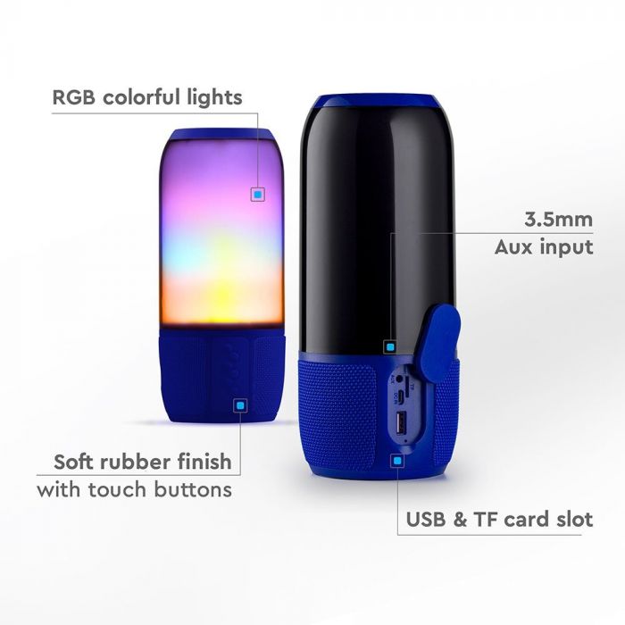 LED LIGHT BLUETOOTH SPEAKER RGB 2*3W WITH USB & TF CARD SLOT BLUE