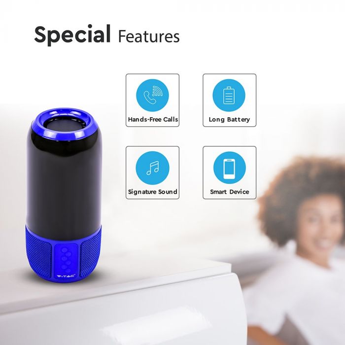 LED LIGHT BLUETOOTH SPEAKER RGB 2*3W WITH USB & TF CARD SLOT BLUE