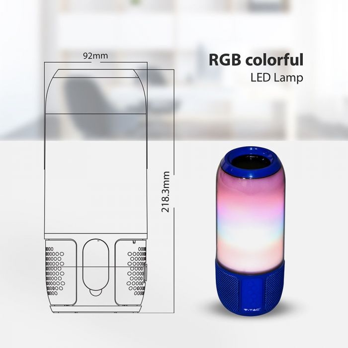 LED LIGHT BLUETOOTH SPEAKER RGB 2*3W WITH USB & TF CARD SLOT BLUE