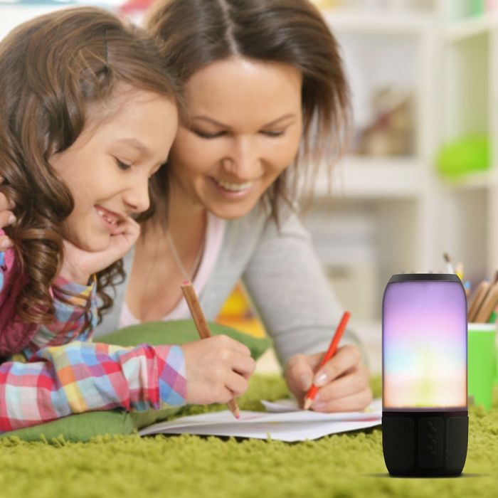 LED LIGHT BLUETOOTH SPEAKER RGB 2*3W WITH USB & TF CARD SLOT BLACK
