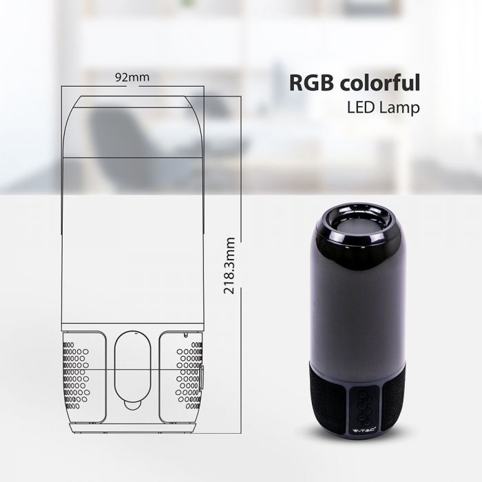 LED LIGHT BLUETOOTH SPEAKER RGB 2*3W WITH USB & TF CARD SLOT BLACK