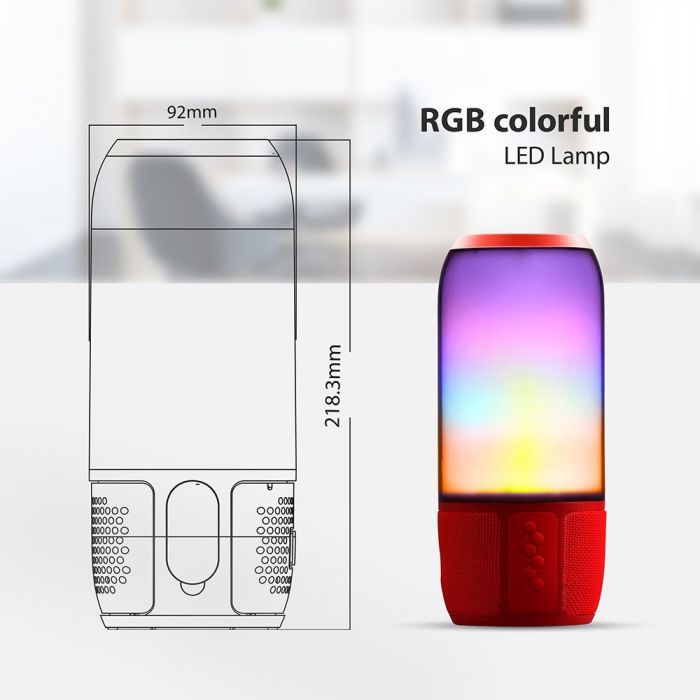 LED LIGHT BLUETOOTH SPEAKER RGB 2*3W WITH USB & TF CARD SLOT RED