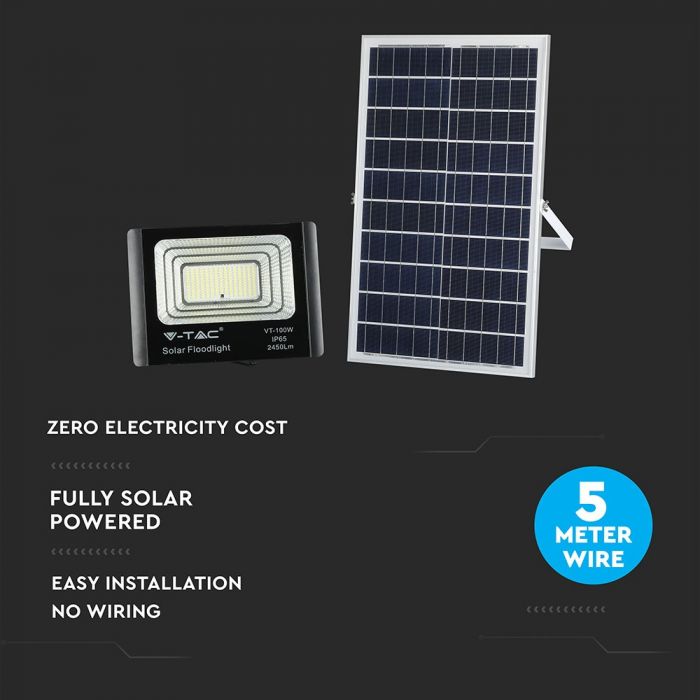 LED SOLAR FLOOD LIGHT 35W DL 2450lm 120° 325X85X280 IP65 BLACK
