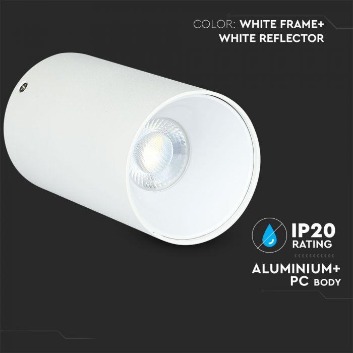 LED SURFACE GU10 FITTING ALUMINIUM ROUND 80X140 WHITE+WHITE