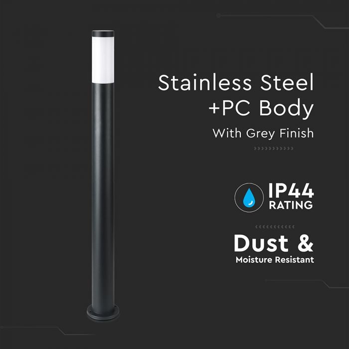 LED BOLLARD E27 LAMP STAINLESS STEEL 76X110X1100 IP44 BLACK