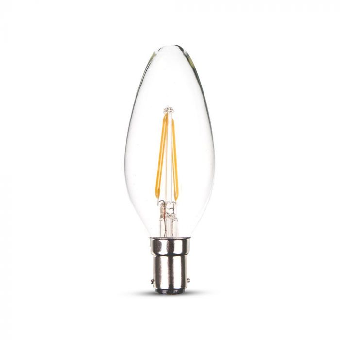 LED B22 FILAMENT LAMP 4W WW 350lm 300° 37X102 CANDLE SAMSUNG CHIP DIMMABLE