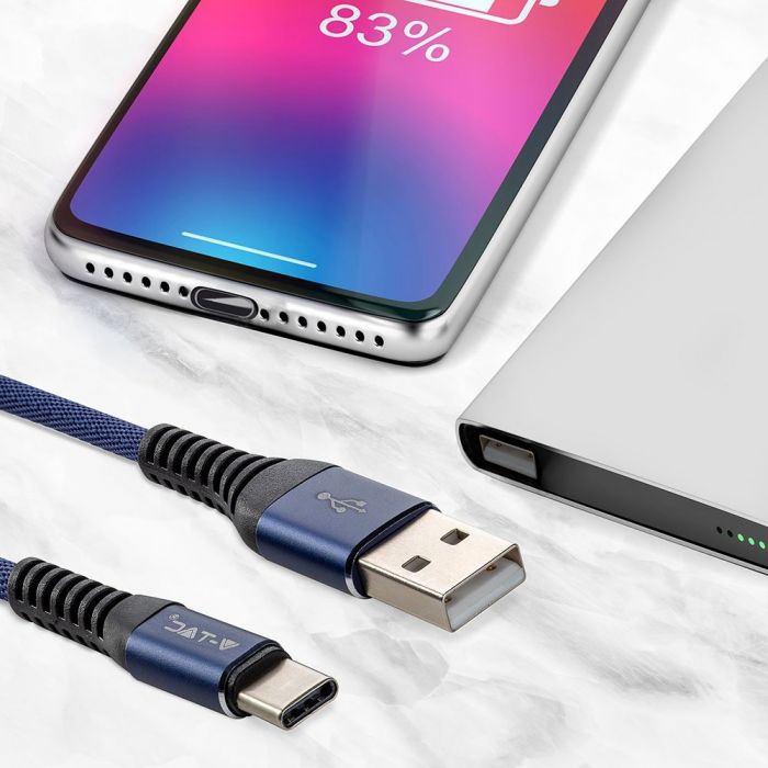 USB TYPE C CABLE 1M 2.4A GOLD SERIES BLUE