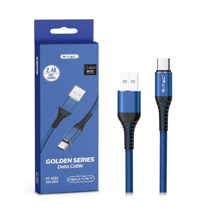 USB TYPE C CABLE 1M 2.4A GOLD SERIES BLUE