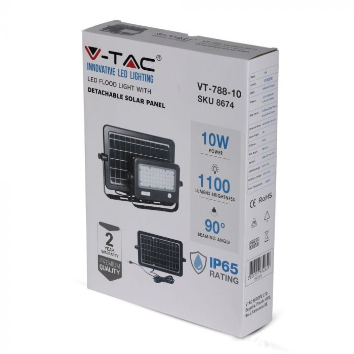 LED SOLAR FLOOD LIGHT 10W DL 1100lm 90° 232X166X33.5 IP65 BLACK