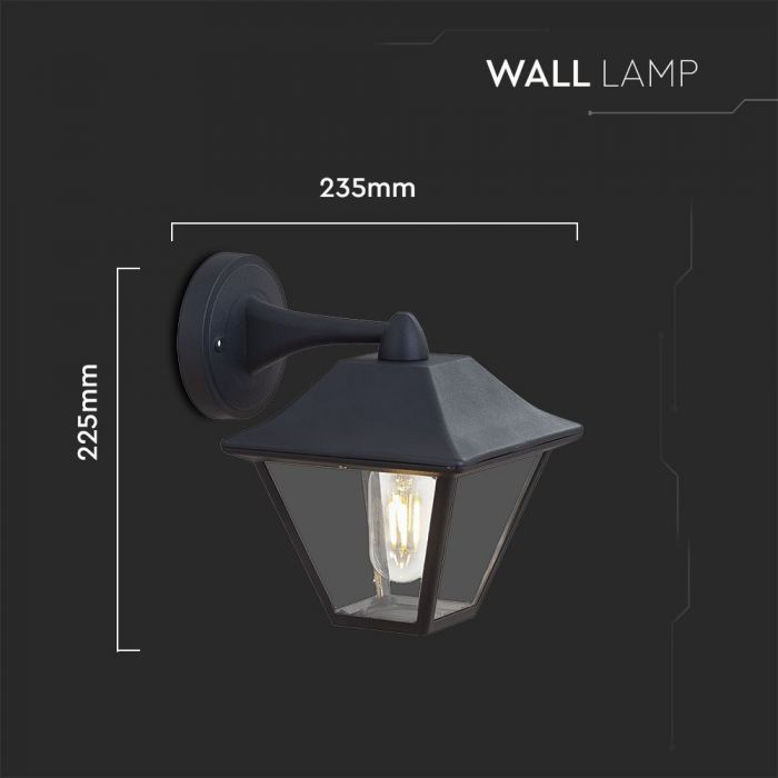 LED GARDEN WALL LIGHT E27 IP44 235X225 FACING DOWN